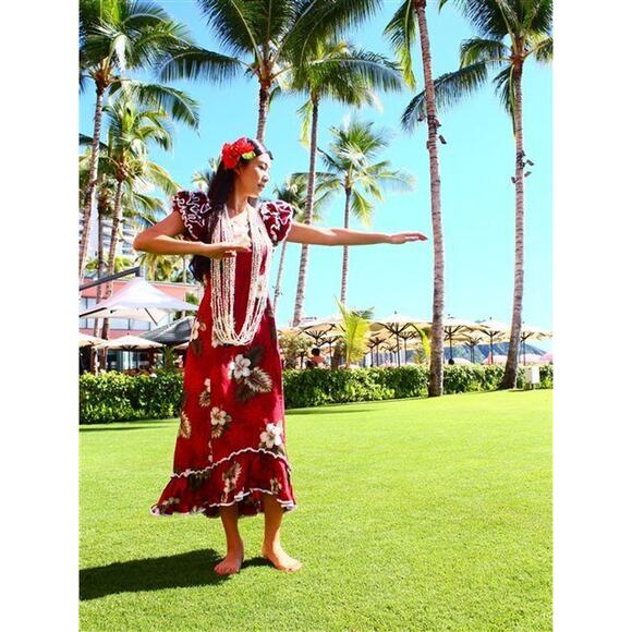 NWT Pacific Legend Hibiscus Red & White Hawaiian Ruffle Long Muumuu Dress XL - Picture 16 of 16